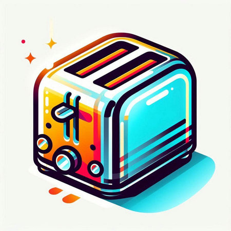 Illustration of a toaster in isometric 3d style.のイラスト素材