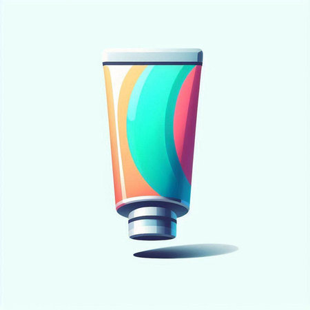 Vector illustration of a tube of cream on a light blue background.のイラスト素材