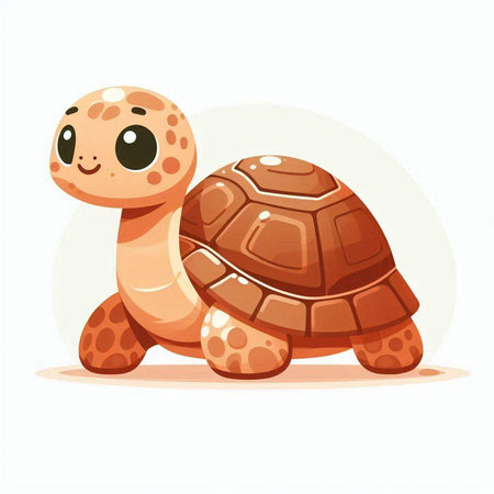 Cute cartoon baby turtle. Vector illustration isolated on white background.のイラスト素材