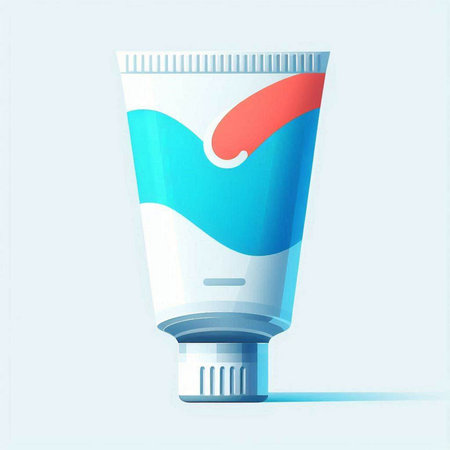 Vector illustration of a toothpaste tube with blue and red tubes.