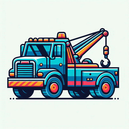 Tow truck vector illustration. Isolated on white background. Flat style.のイラスト素材