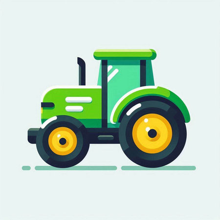Tractor logo. Vector illustration of a green tractor on a white background.のイラスト素材