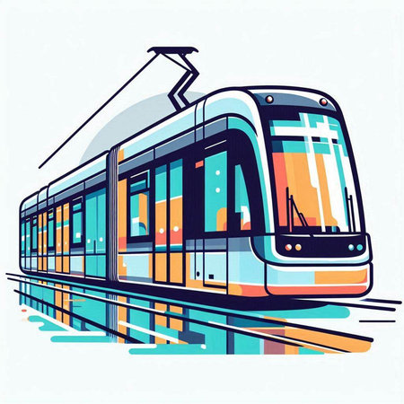 Modern high-speed train. Vector illustration on a white background.のイラスト素材