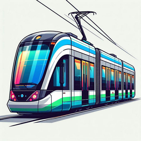 Modern tram. Vector illustration. Clip-art. EPS 10.
