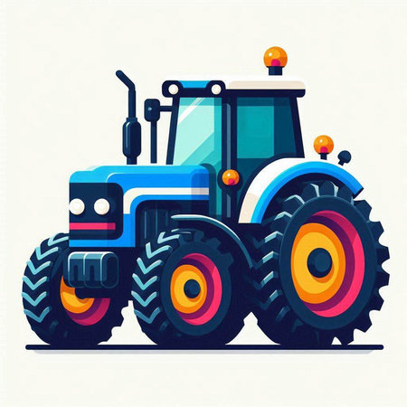 Tractor. Vector illustration. Flat design. Isolated on white background.