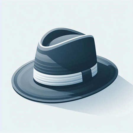 Illustration of a black hat on a white background, vector illustration