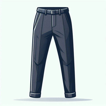 Men's black pants isolated on a white background. Vector illustration.