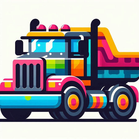 Illustration of a colorful toy truck on a white background - vectorのイラスト素材