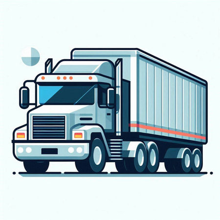 Vector illustration of a semi-trailer truck on a white background.のイラスト素材