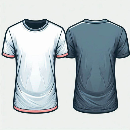 T-shirt design template. Vector illustration. Front and back view.のイラスト素材