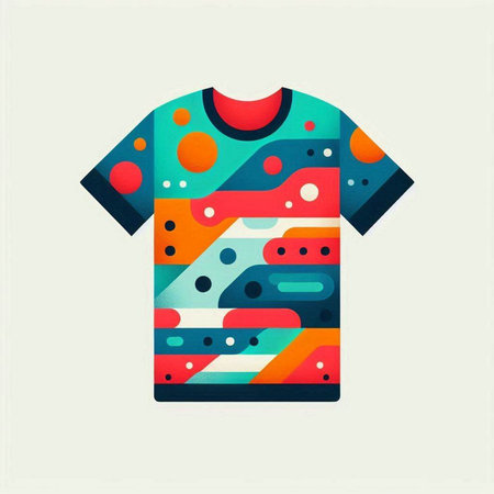 T-shirt with colorful geometric pattern. Colorful vector illustration.のイラスト素材