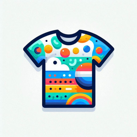 T-shirt with colorful pattern on white background. Vector illustration.のイラスト素材