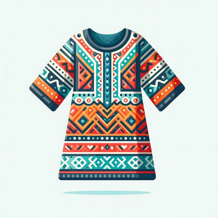 Ethnic patterned sweater. Vector illustration. Tribal ethnic patterned sweater.のイラスト素材
