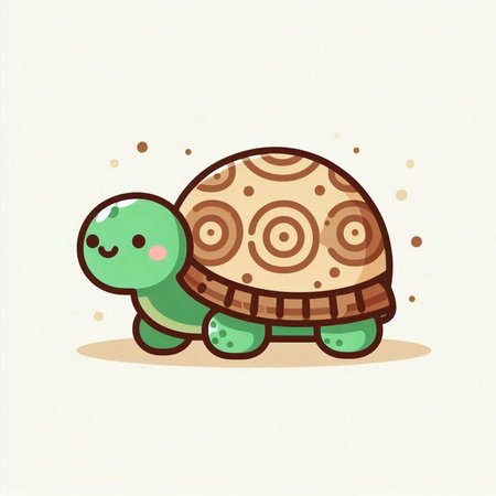 Cute turtle on white background. Vector illustration of cartoon animal.