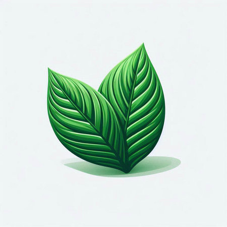 Illustration of green leaf on a white background. Vector illustration.