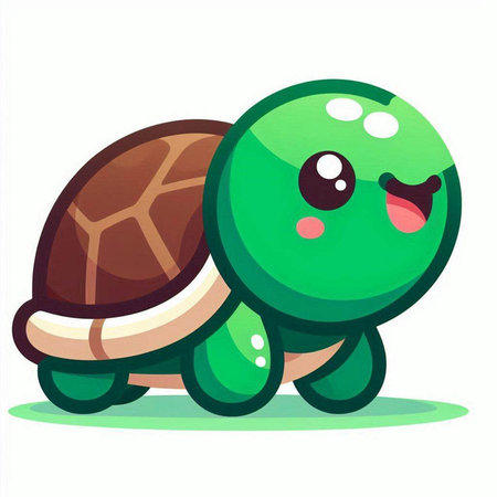 Cute cartoon turtle. Vector illustration isolated on a white background.