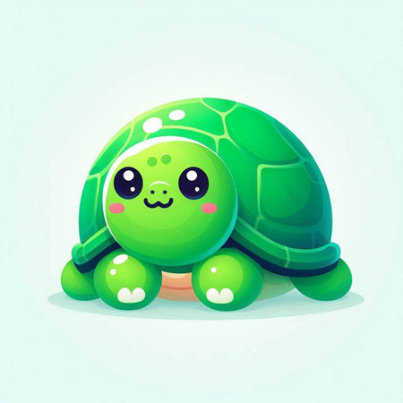Cute cartoon turtle on a white background. Vector illustration for your design.
