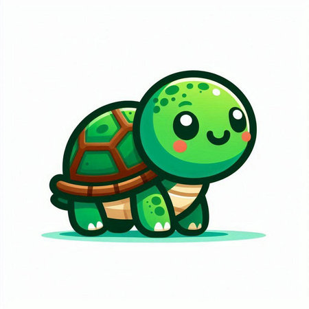 Cute cartoon turtle isolated on a white background. Vector illustration.のイラスト素材