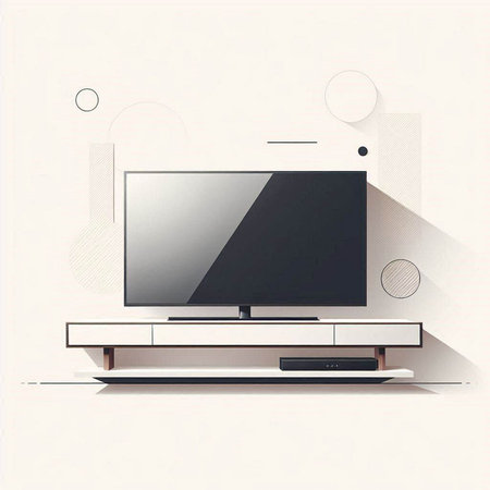 Modern flat screen tv on the wall. Vector illustration in minimal styleのイラスト素材
