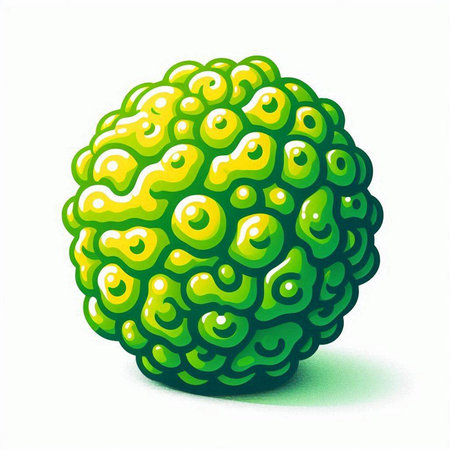 Illustration of a green bergamot on a white backgroundのイラスト素材