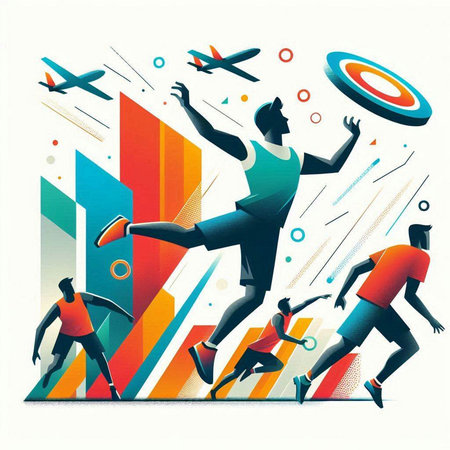 Vector illustration of people running in a hurry. Conceptual vector illustration.のイラスト素材