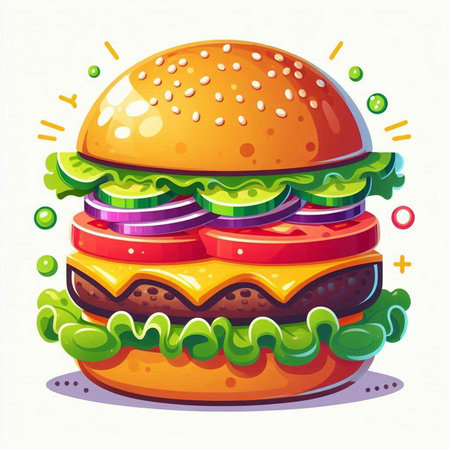 Hamburger. Fast food. Vector illustration in cartoon style.のイラスト素材