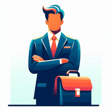 Businessman with briefcase. Vector illustration in a flat style.のイラスト素材