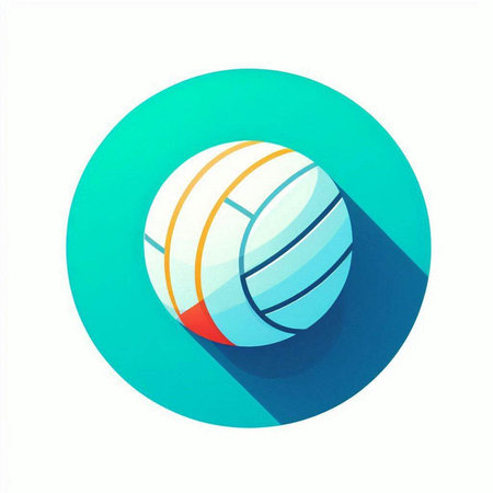 Volleyball ball icon. Flat design style with long shadow.のイラスト素材