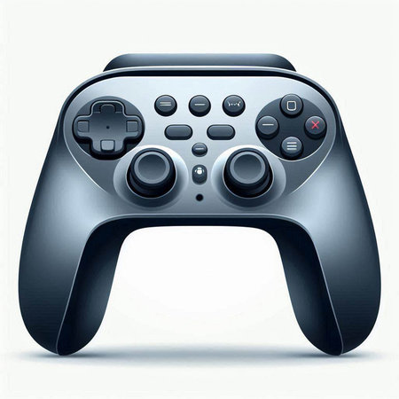 Realistic black game controller isolated on white background. Vector illustration.のイラスト素材