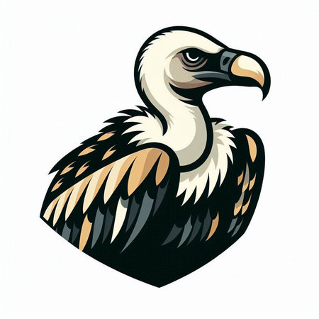 Griffon vulture head isolated on white background. Vector illustration.のイラスト素材