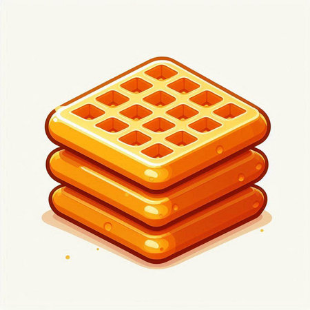 Illustration of a stack of sweet waffles on a white backgroundのイラスト素材