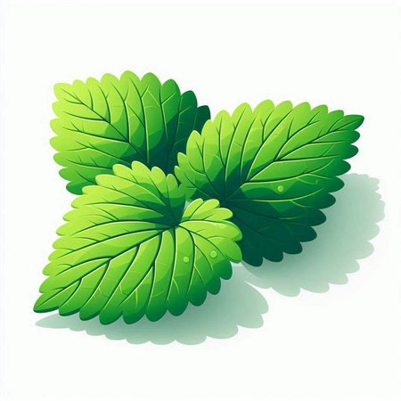 Lemon balm leaves on a white background. Vector illustration.のイラスト素材