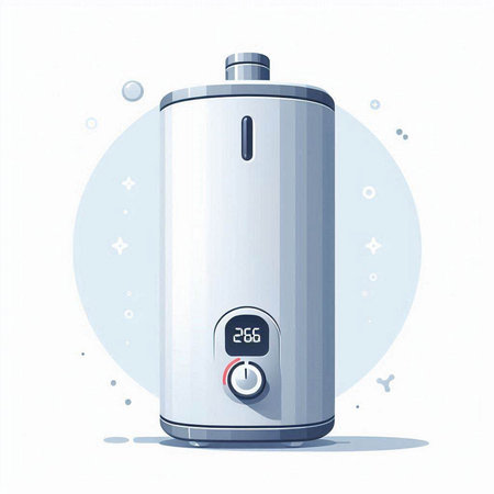 Electric water boiler on a white background. Vector illustration in flat style.のイラスト素材