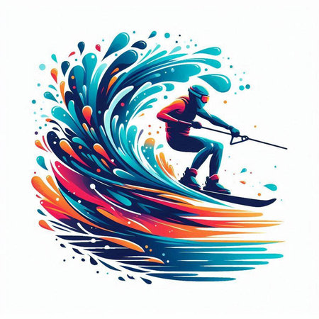 Skiing, water sport and active life concept. Vector illustration