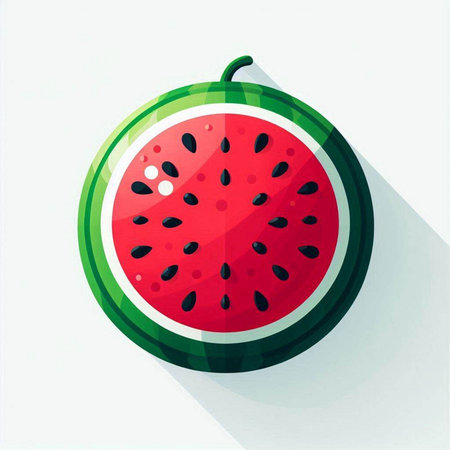 watermelon icon, flat design, long shadow, eps10のイラスト素材