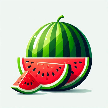 Watermelon and watermelon on a white background. Vector illustration.のイラスト素材