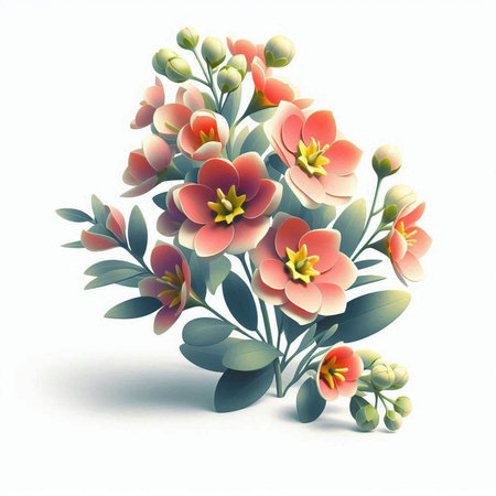 bouquet of flowers isolated on white background. 3d illustration