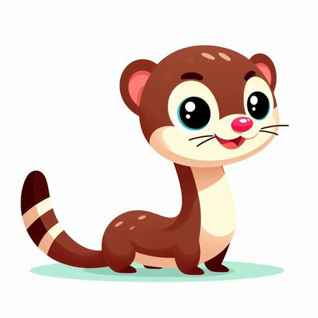 Cute ferret cartoon vector illustration isolated on a white background.のイラスト素材