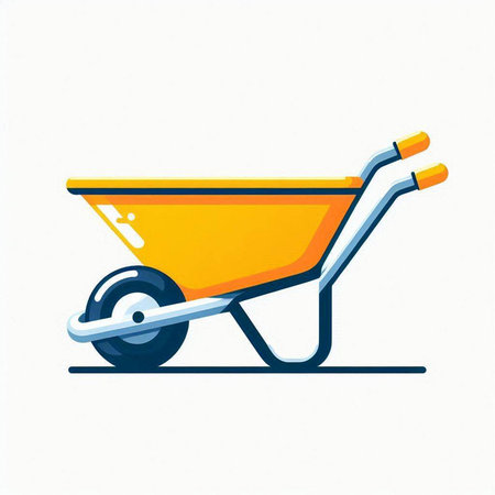 Wheelbarrow isolated on white background. Vector illustration in cartoon style.のイラスト素材