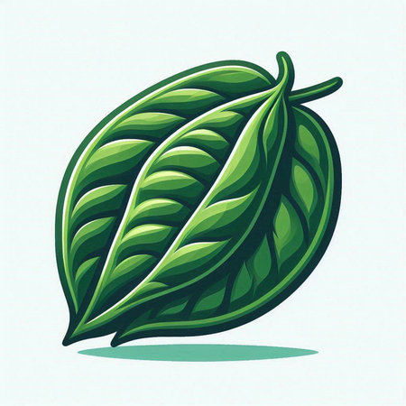 Cocoa leaf isolated on a white background. Vector illustration.のイラスト素材