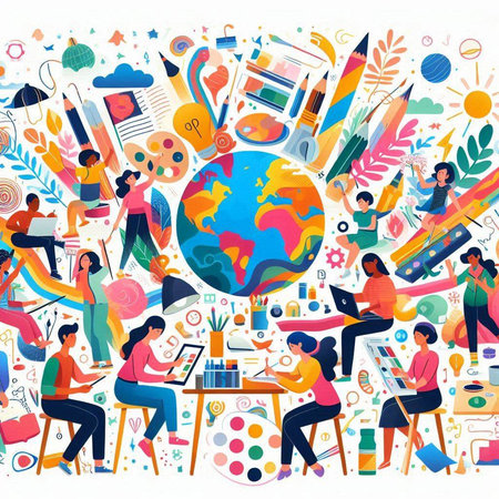 Vector illustration of business people working in office. Teamwork concept.のイラスト素材