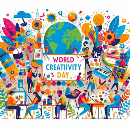 World creative day concept. Flat design vector illustration of world creative day.のイラスト素材