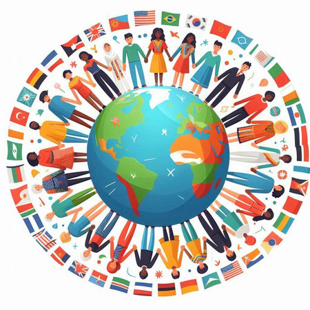 People around the world. Multiethnic community. Vector illustration.のイラスト素材