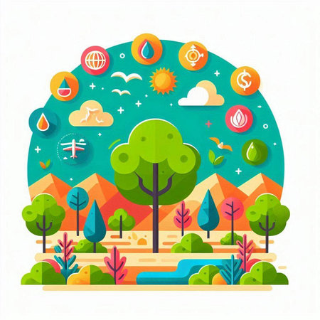 Ecology concept in flat design style. Vector illustration. World Environment Day.のイラスト素材
