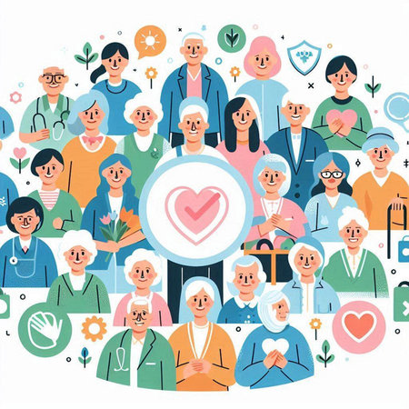 Vector illustration of a group of people in a flat style. The concept of health care and medicine.