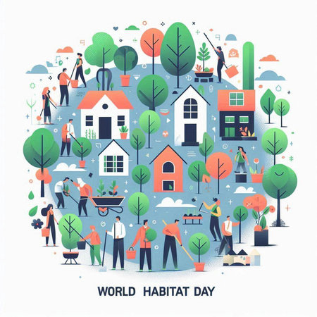 World Day of Forests Concept. Flat Design Vector Illustration.のイラスト素材