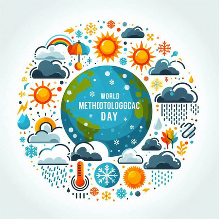 World Meteorology Day. Vector illustration in flat style. Global warming concept.