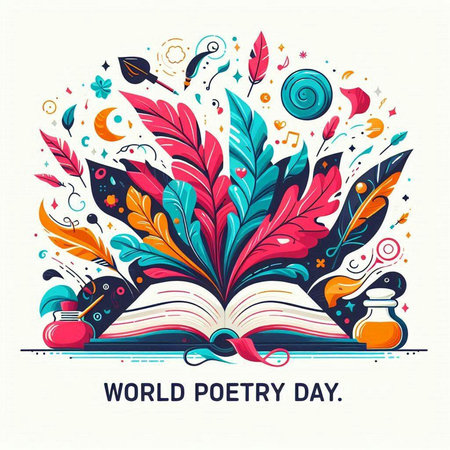 World Poetry Day. Vector illustration with doodle elements.のイラスト素材