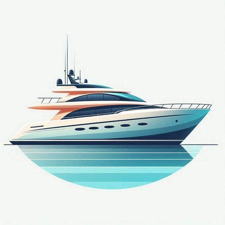 Vector illustration of yachts on a white background. Luxury yacht.