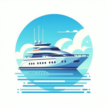 Cruise ship. Vector illustration in flat style. Design element.のイラスト素材